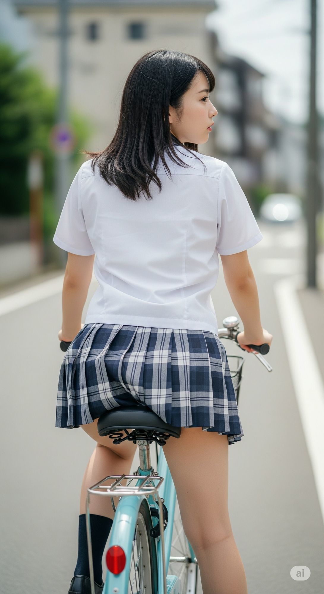 学校帰りのミニスカ自転車JK（パンチラあり） サンプル画像9