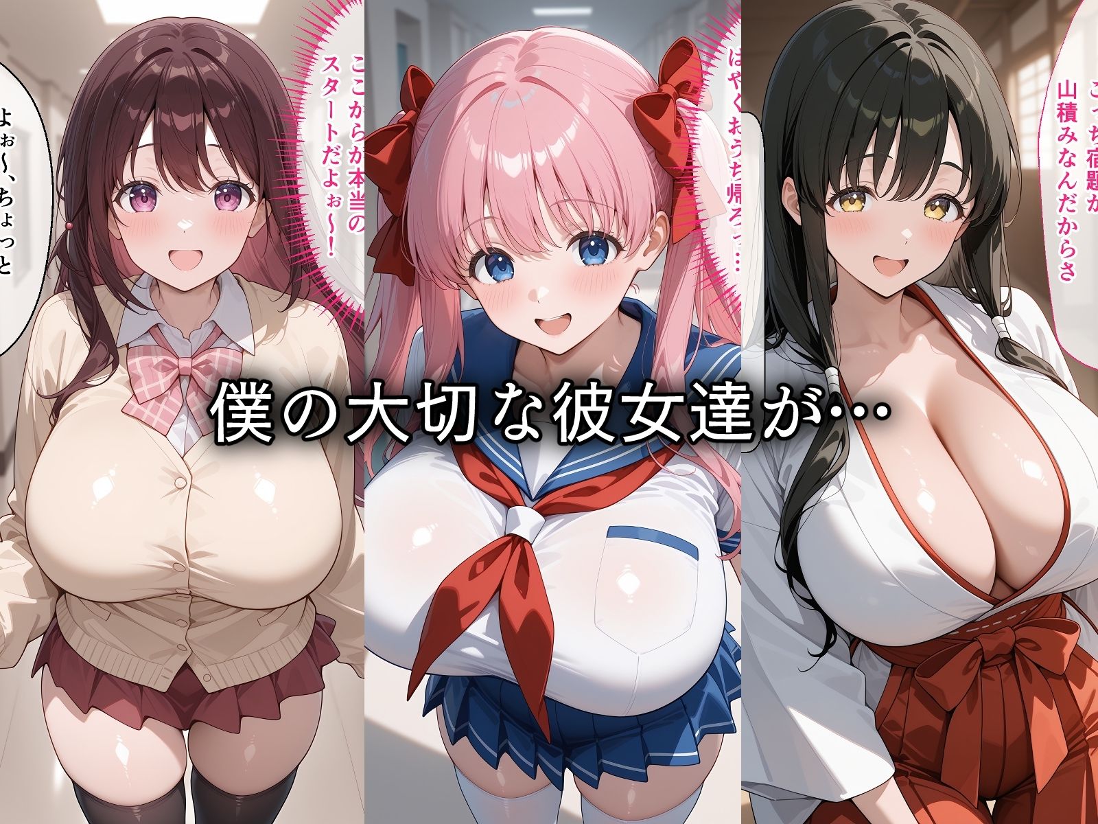 寝取られた爆乳麻雀娘たち〜催〇アプリで種付け完了 サンプル画像1