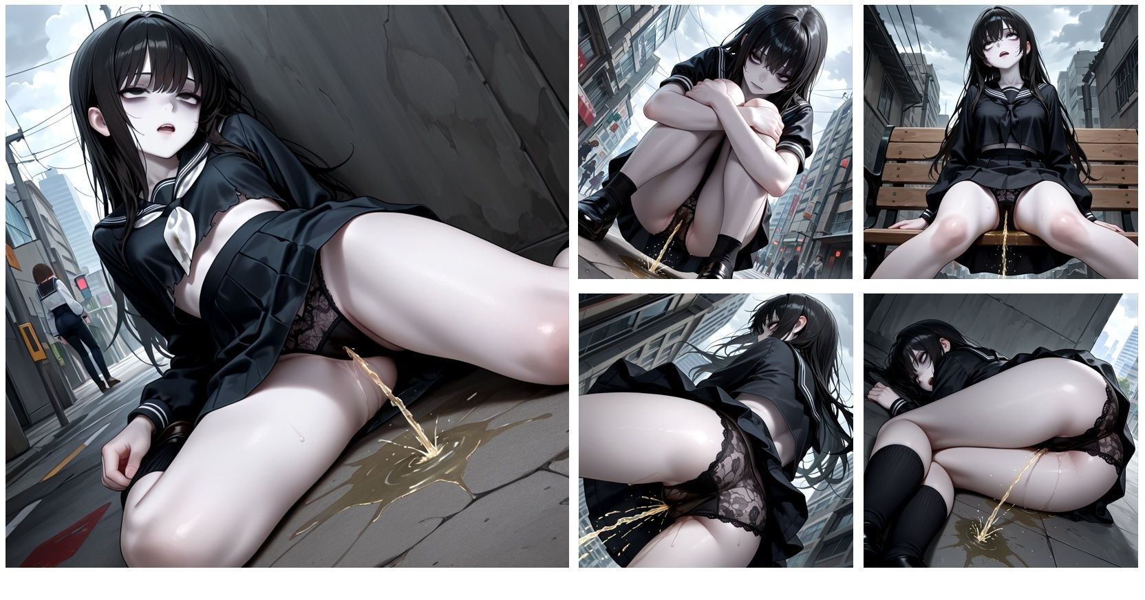 崩壊した街で所構わず放尿する無害なゾンビをひたすら眺めるCG集 サンプル画像6