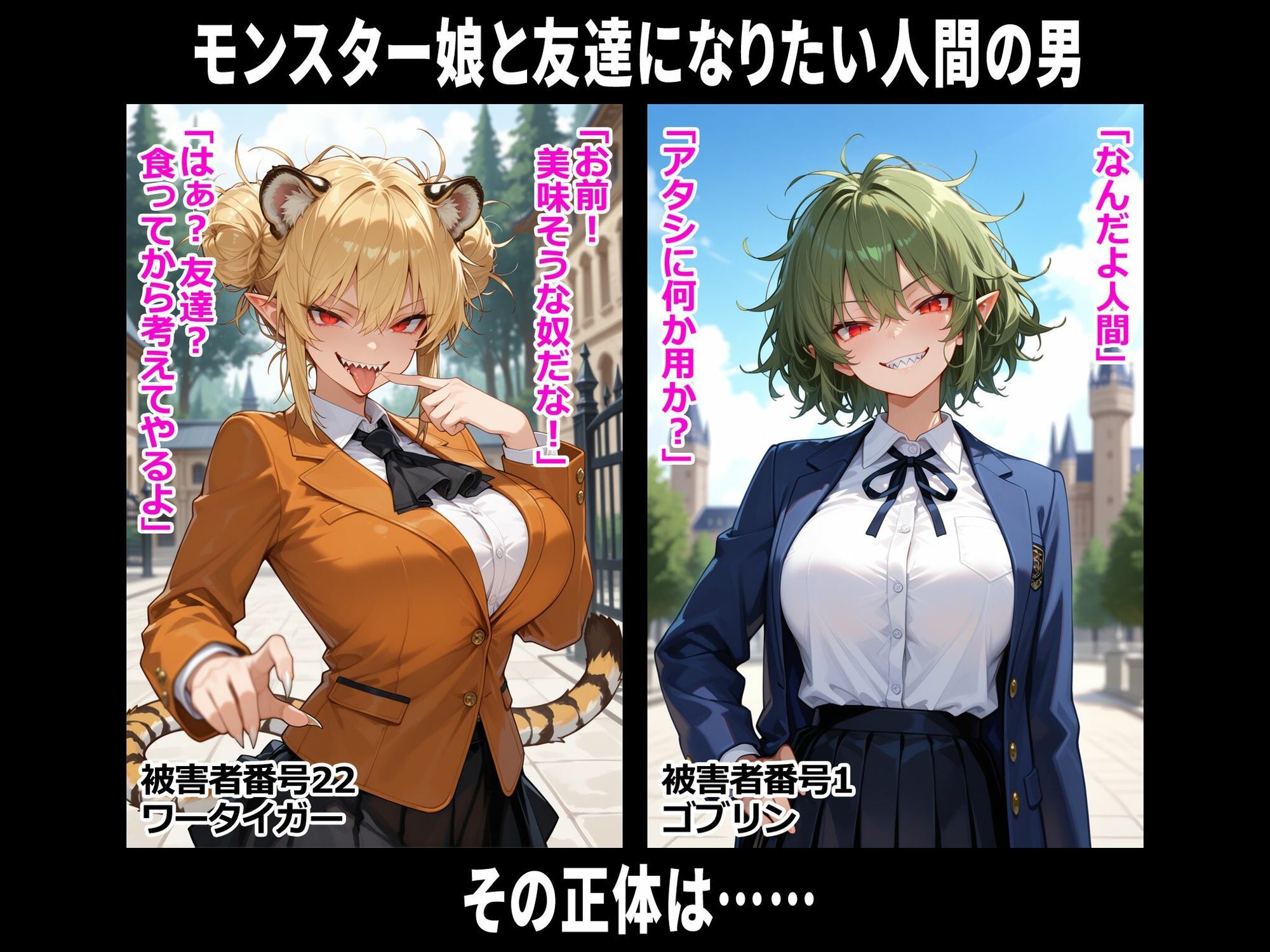 巨乳モンスター娘レ〇プ事件被害者録 即出し2コマ サンプル画像1