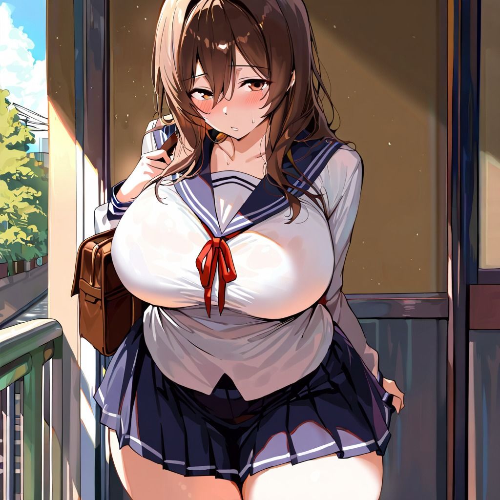 巨乳人妻は女子〇コスプレでコスプレで種付けされる サンプル画像1