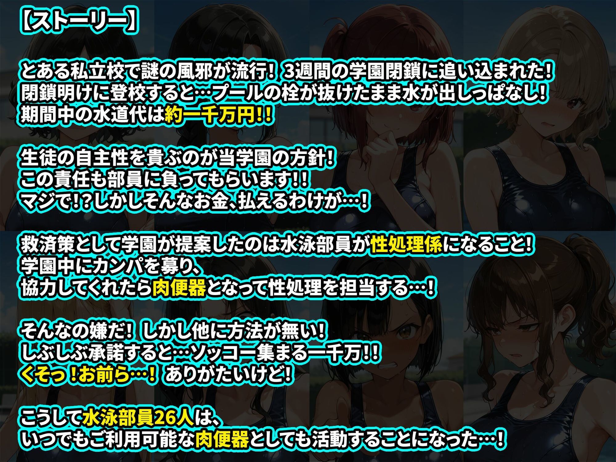 巨乳水泳部員26人高額水道代をカンパしてもらう代わりに学園の肉便器になる 即堕ち3コマ サンプル画像7