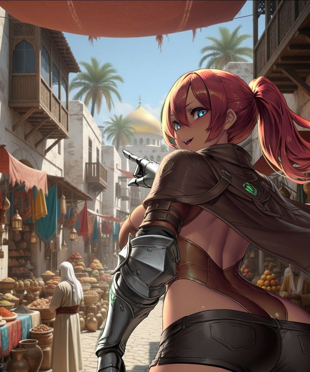 巨乳赤髪傭兵と異国巡りする話 サンプル画像2