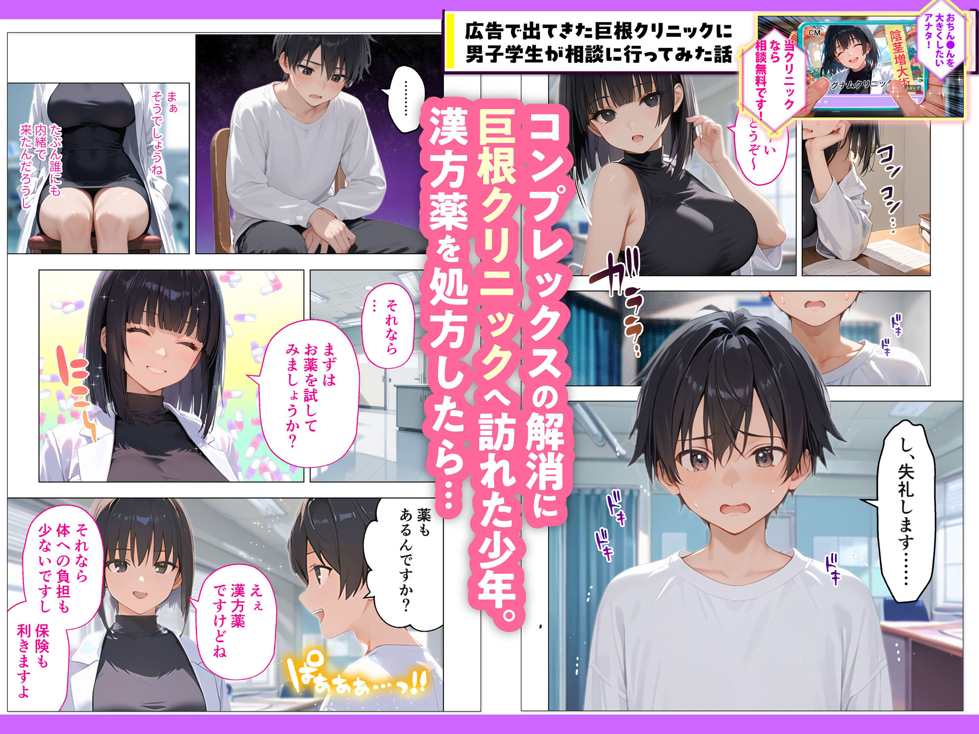 広告で出てきた巨根クリニックに男子学生が相談に行ってみた話 サンプル画像1