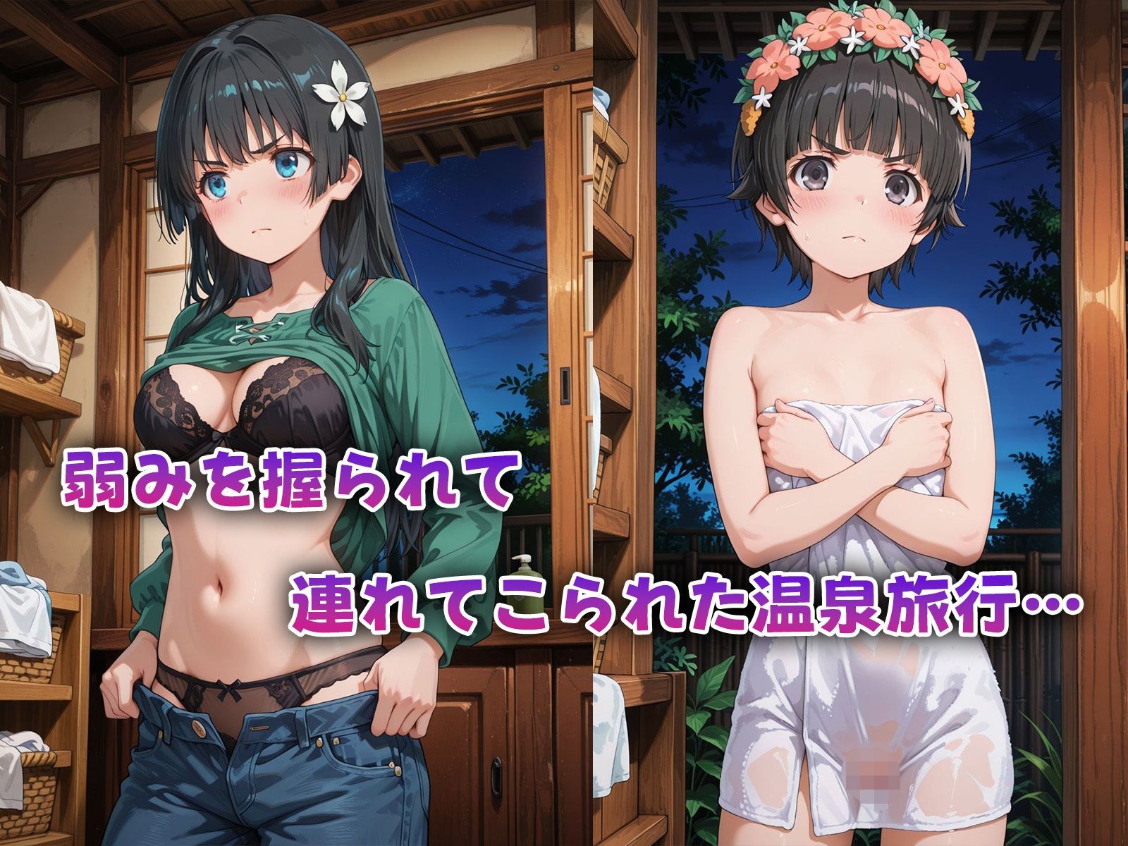 弱みを握られて温泉旅行に…快楽に溺れてしまい、ちんぽに依存しました【佐天＆初春編】 サンプル画像1
