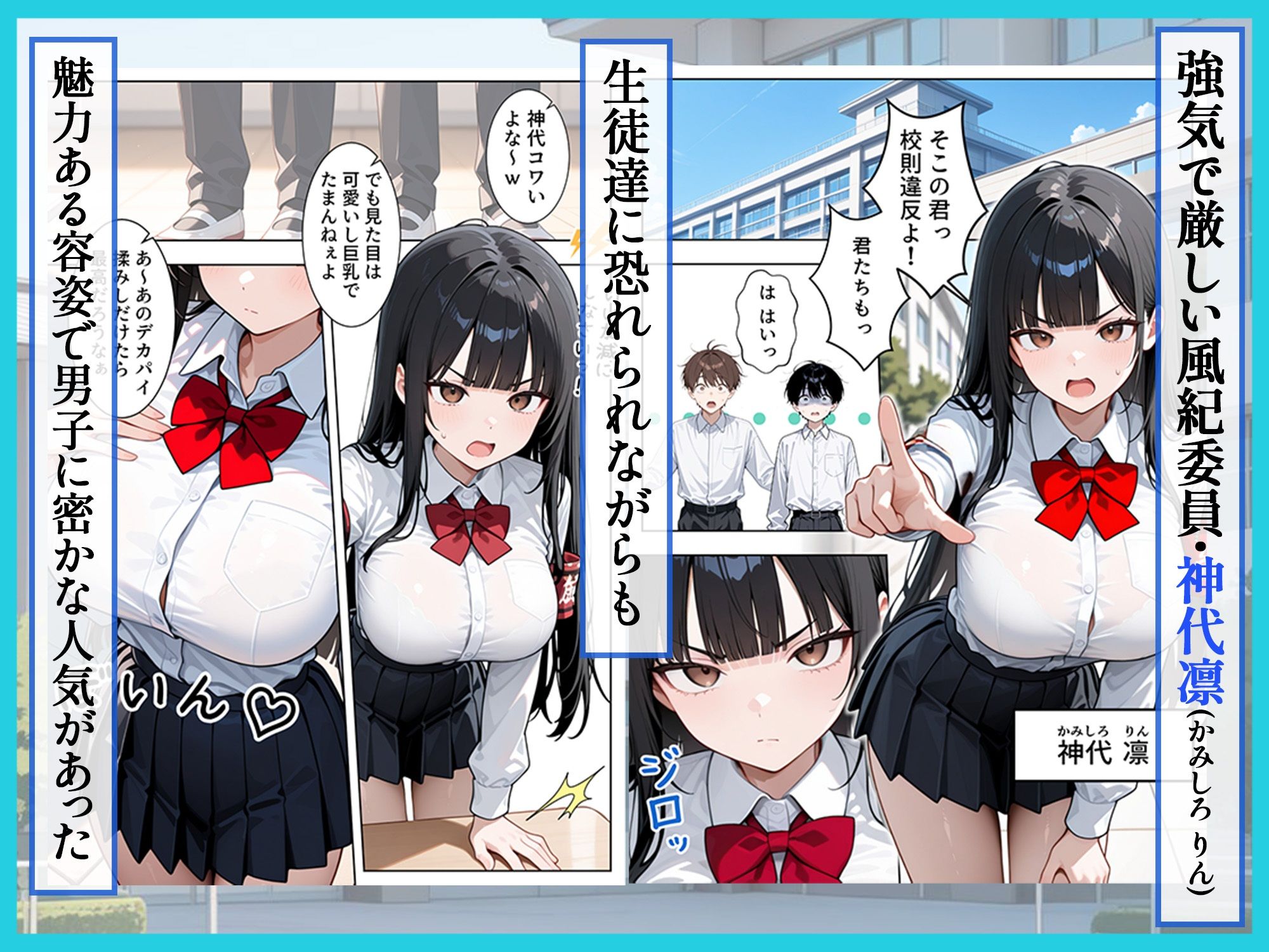 強気な風紀委員が卑劣な校長の罠にハマりメス堕ちする話 サンプル画像1