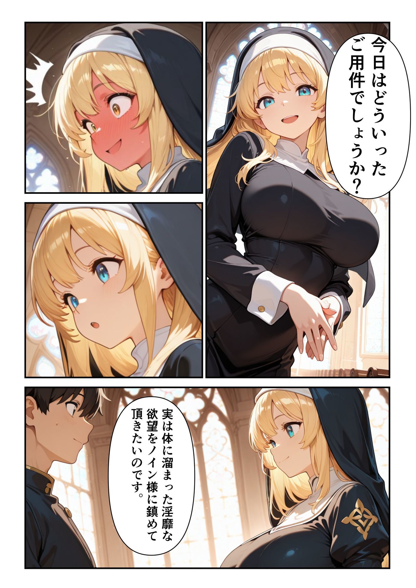 心優しく爆乳なシスターに頼んだらエッチな願いを聞いてくれて サンプル画像4