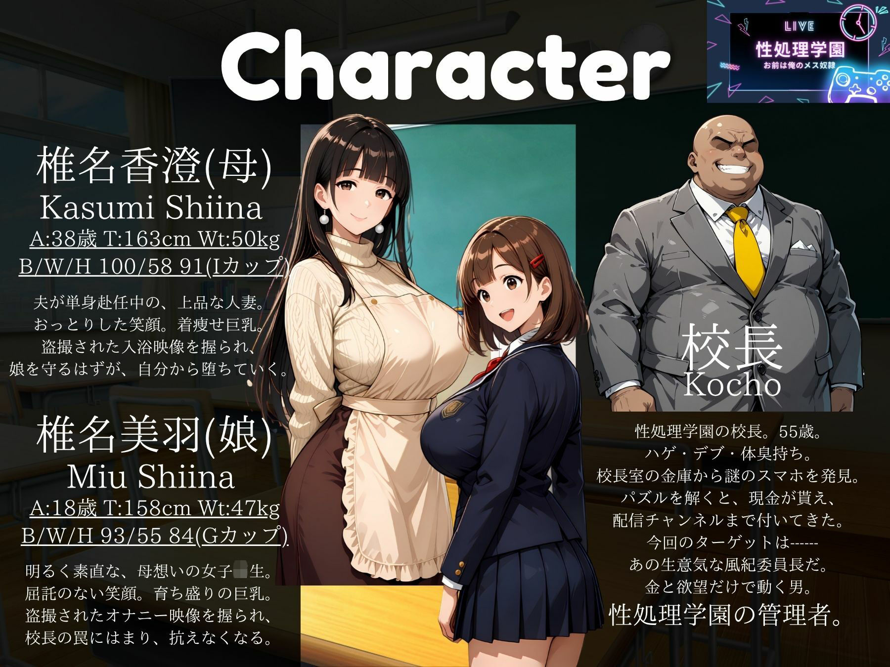性処理学園【母娘編】巨乳母娘がNTRで親子丼に堕とされ種付け中出しされる話 サンプル画像1