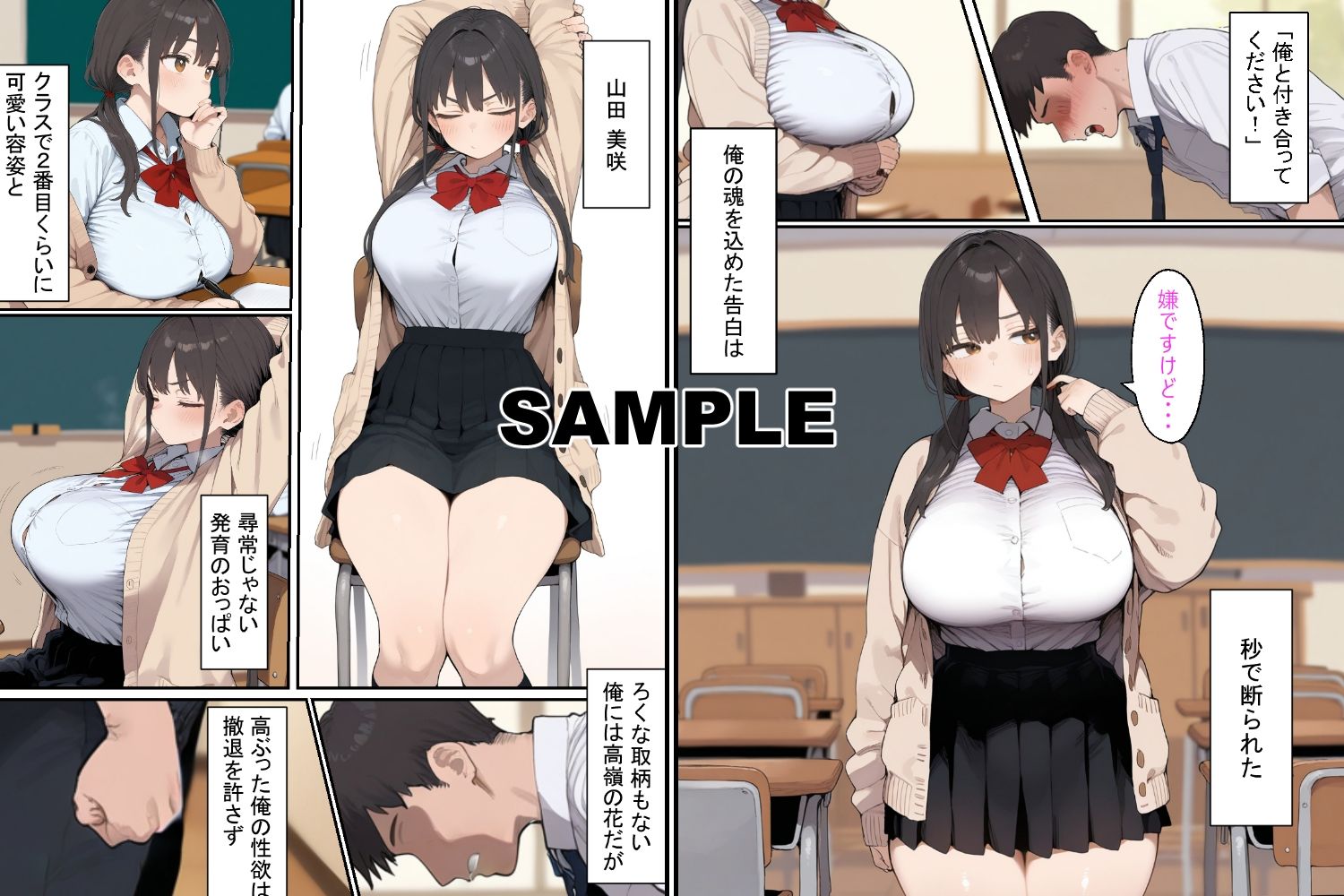 押しに弱い巨乳おさげちゃん、不機嫌そうだけどえっちさせてくれる サンプル画像1