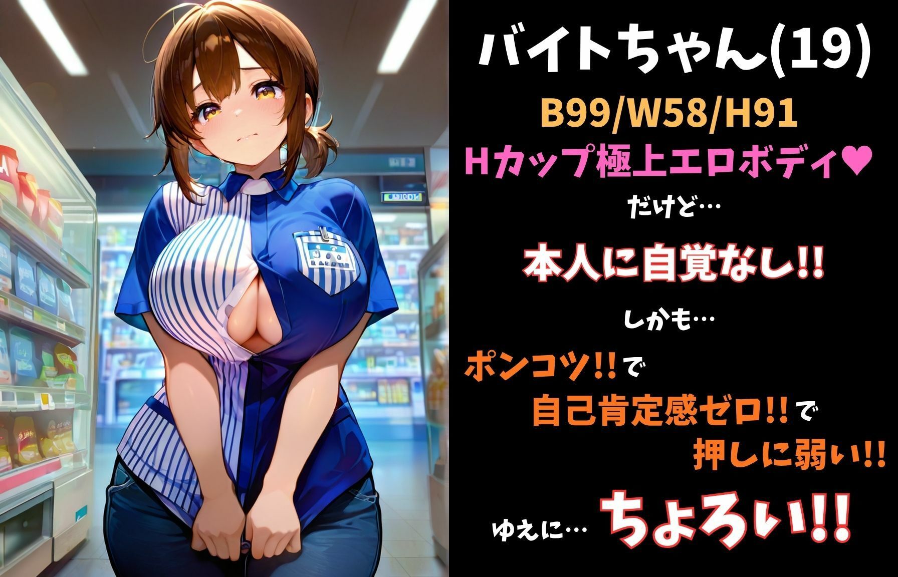 押しに弱くて無自覚ビッチなHカップ巨乳ポンコツバイトちゃんが全バイト先でヤラれまくる話 サンプル画像1