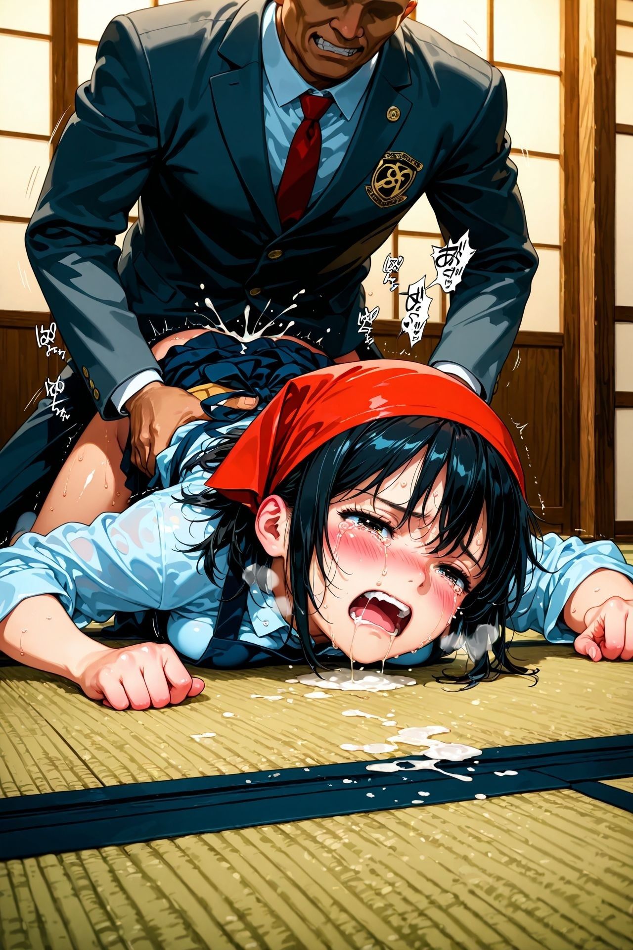 放課後、エプロンを装備して家業の旅館（裏オプ有）を手伝う黒髪巨乳JK サンプル画像4