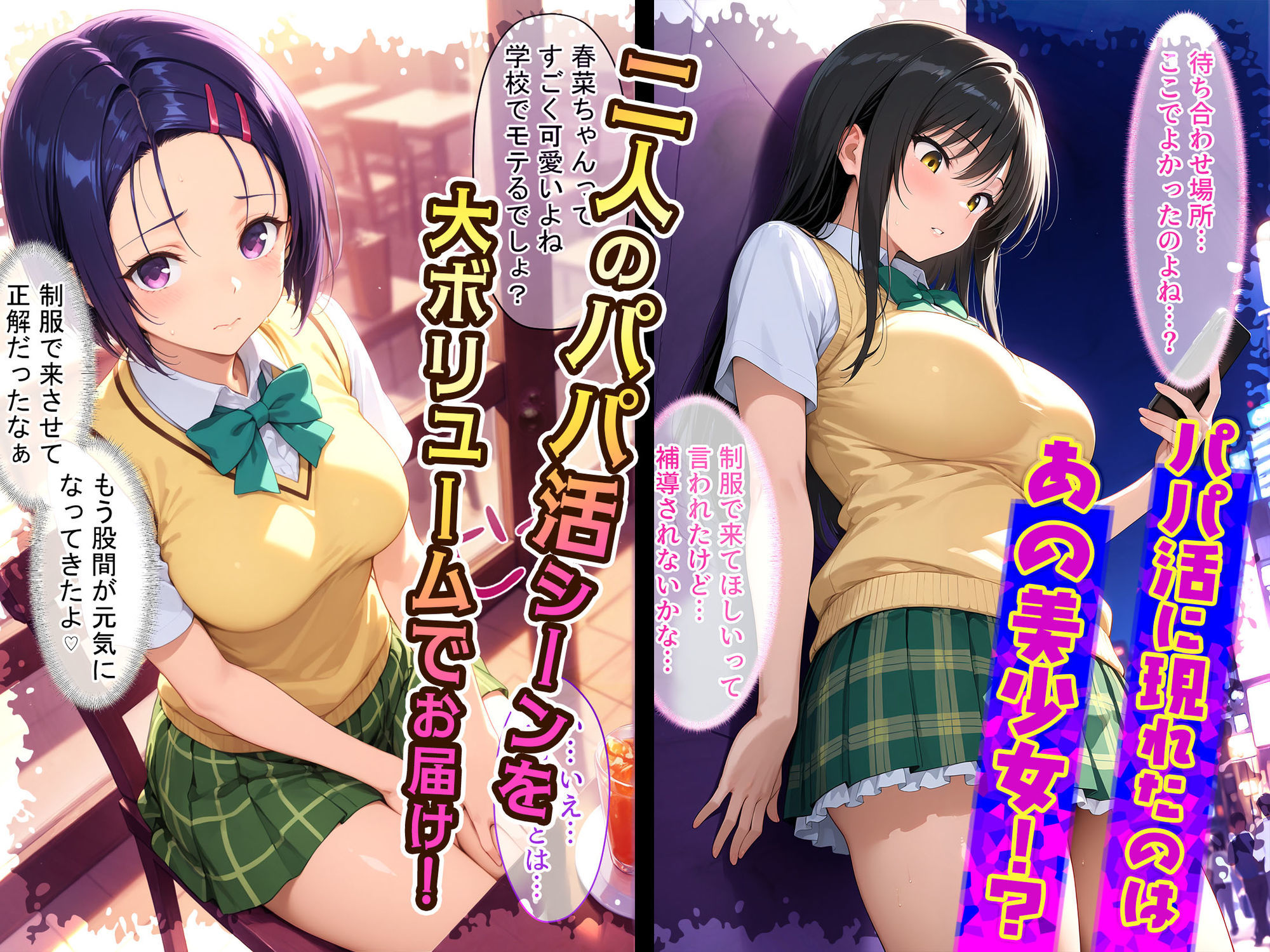 放課後、彼女たちはパパと会う  〜唯と春菜のはじめてのパパ活〜 サンプル画像1