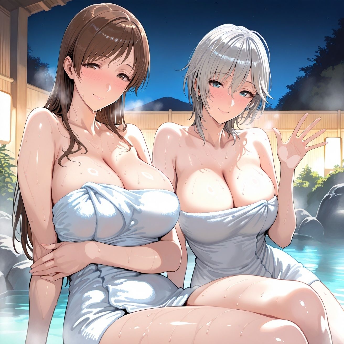 新○美○＆アナ○タシアin温泉 サンプル画像1