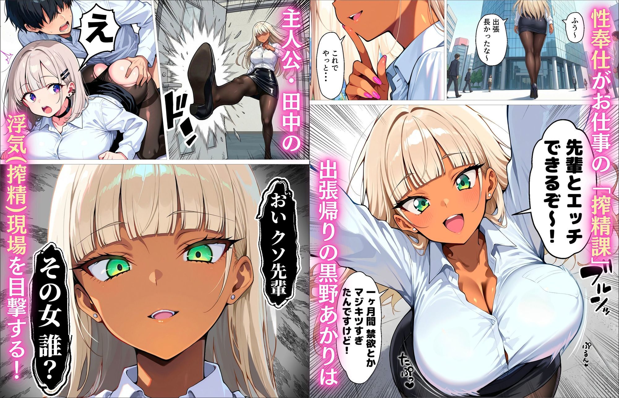 新卒の黒ギャルとダウナーギャルが「2人で」搾精してくれる話 サンプル画像1