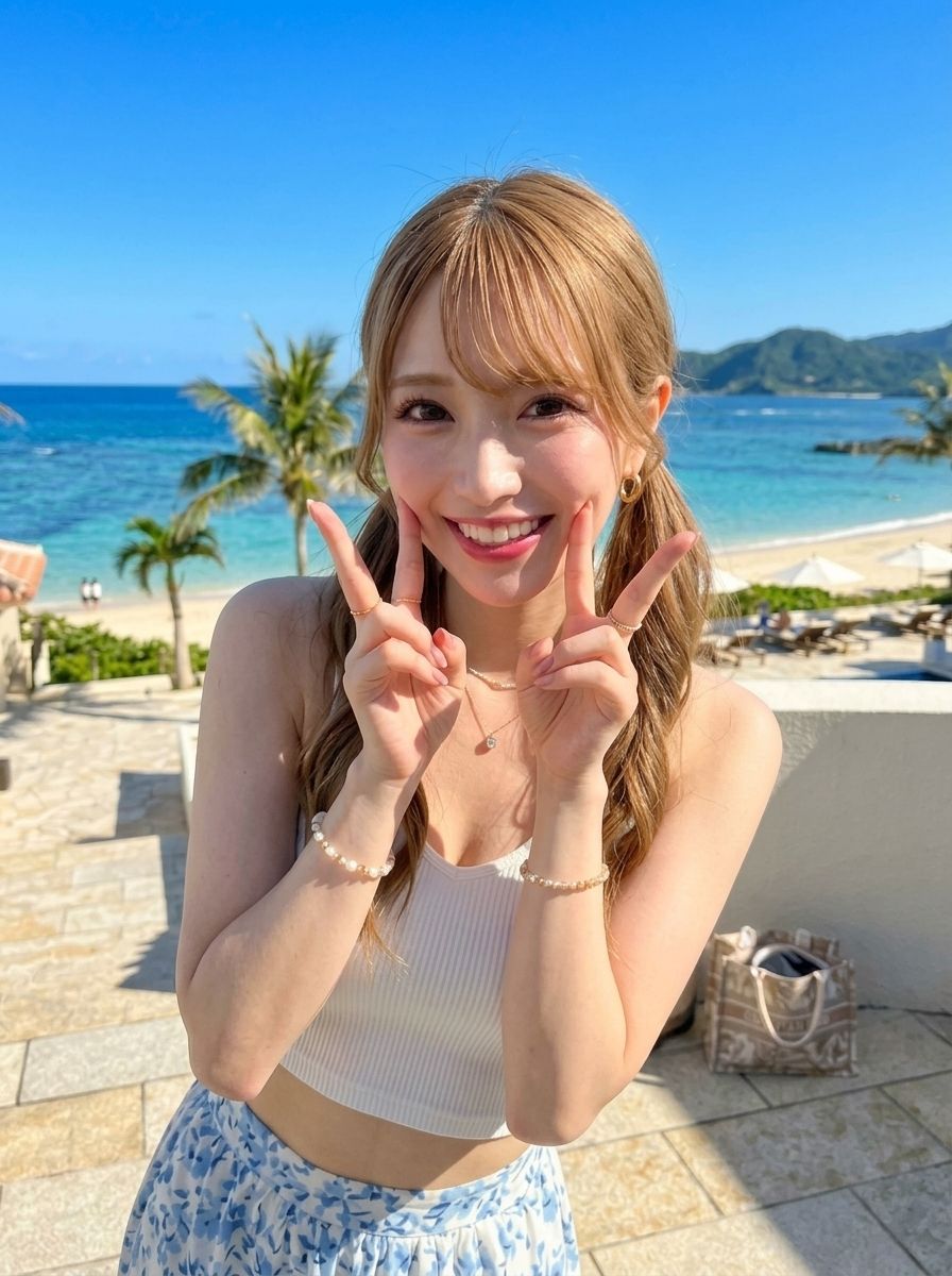明るく人懐っこい159センチ彼女の「ねお」青い海と白い砂浜、そして二人きりの夜の秘密のシーン  無邪気な笑顔の裏側 サンプル画像1