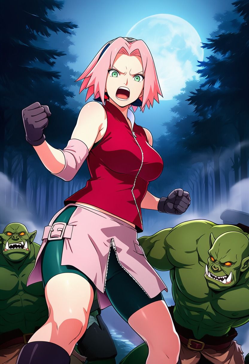 春●サクラ vs オークの群れ サンプル画像3