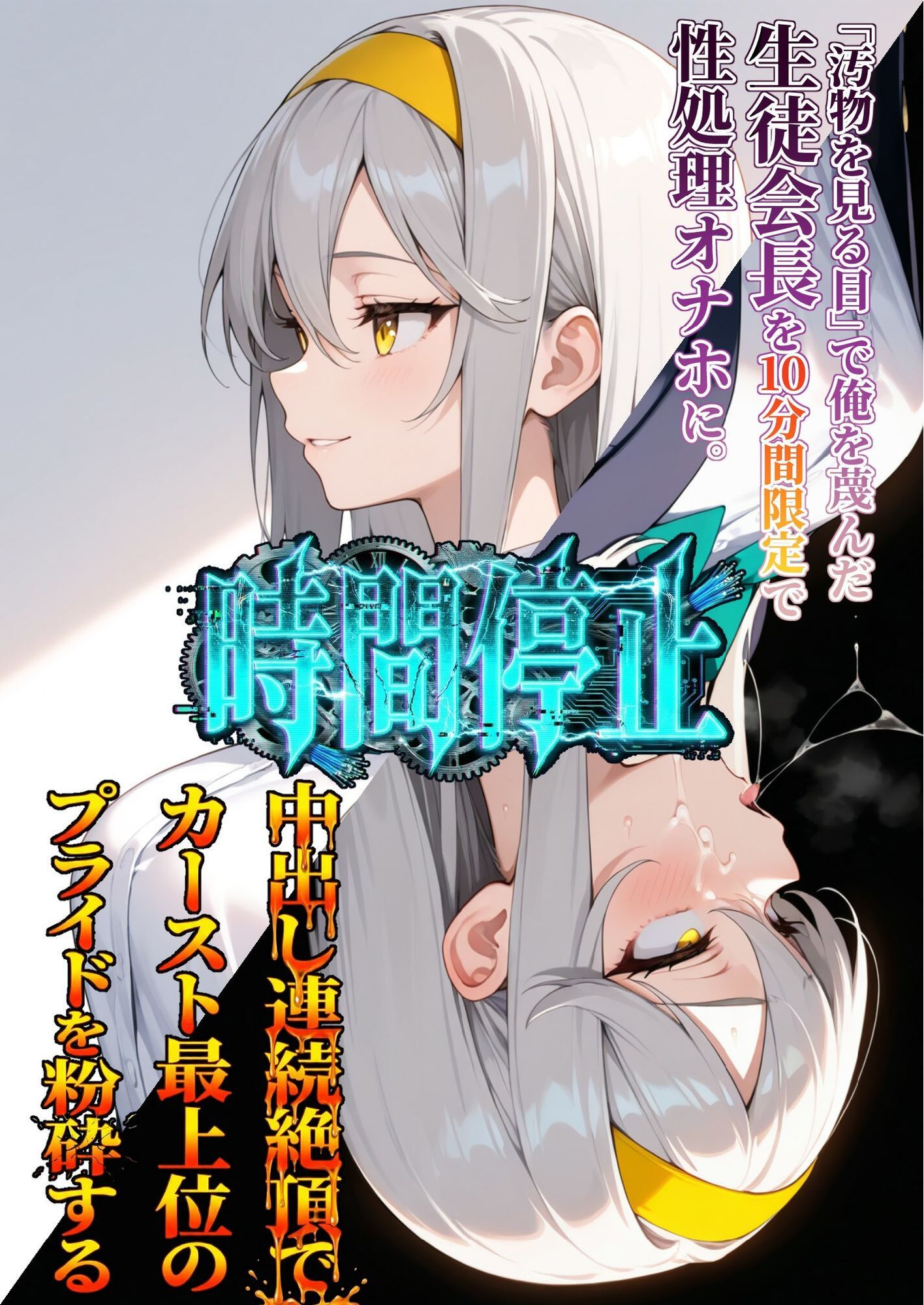 時間停止「汚物を見る目」で俺を蔑んだ生徒会長を10分間限定で性処理オナホに。 サンプル画像1