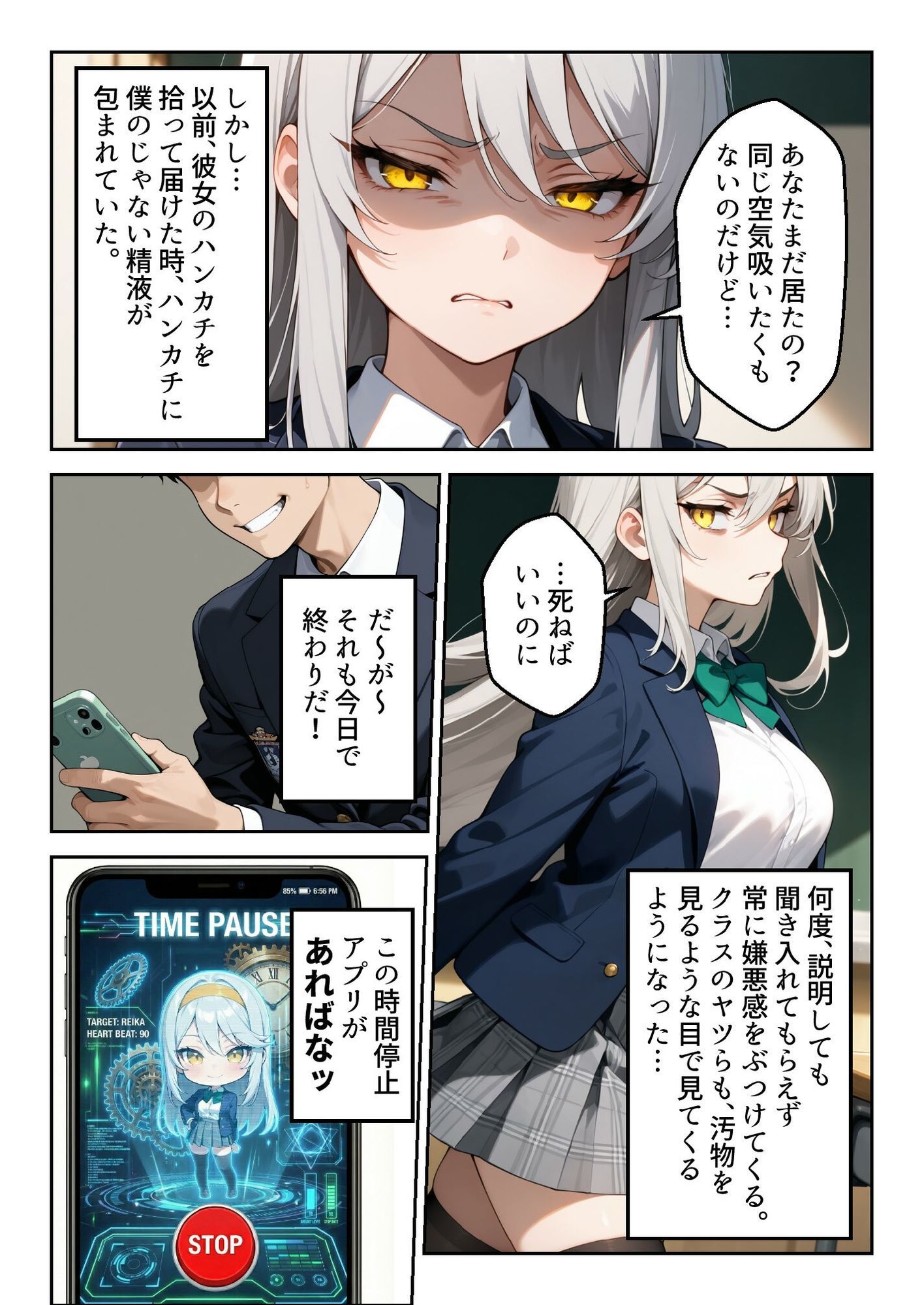 時間停止「汚物を見る目」で俺を蔑んだ生徒会長を10分間限定で性処理オナホに。 サンプル画像2