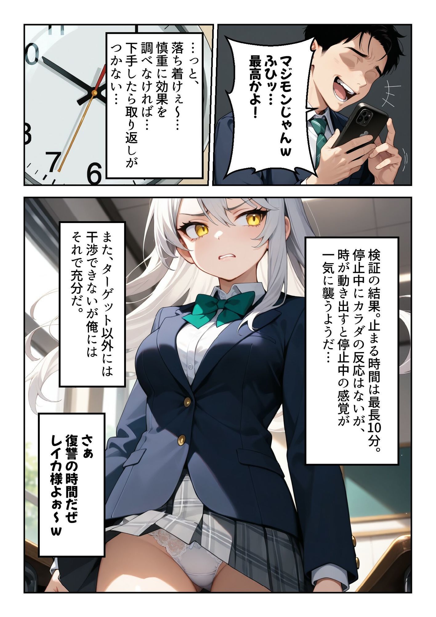 時間停止「汚物を見る目」で俺を蔑んだ生徒会長を10分間限定で性処理オナホに。 サンプル画像3