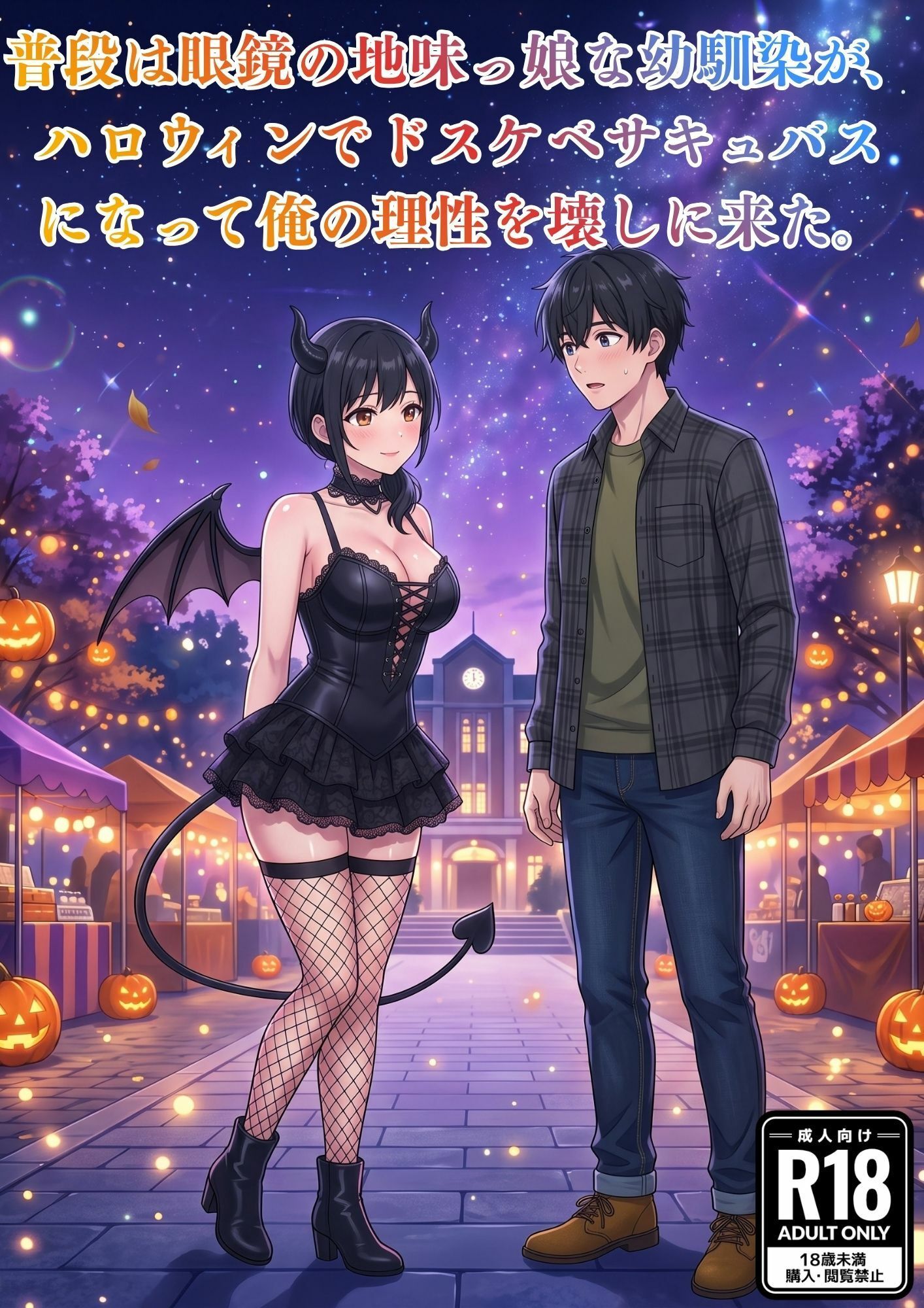 普段は眼鏡の地味っ娘な幼馴染が、ハロウィンでドスケベサキュバスになって俺の理性を壊しに来た。 サンプル画像1