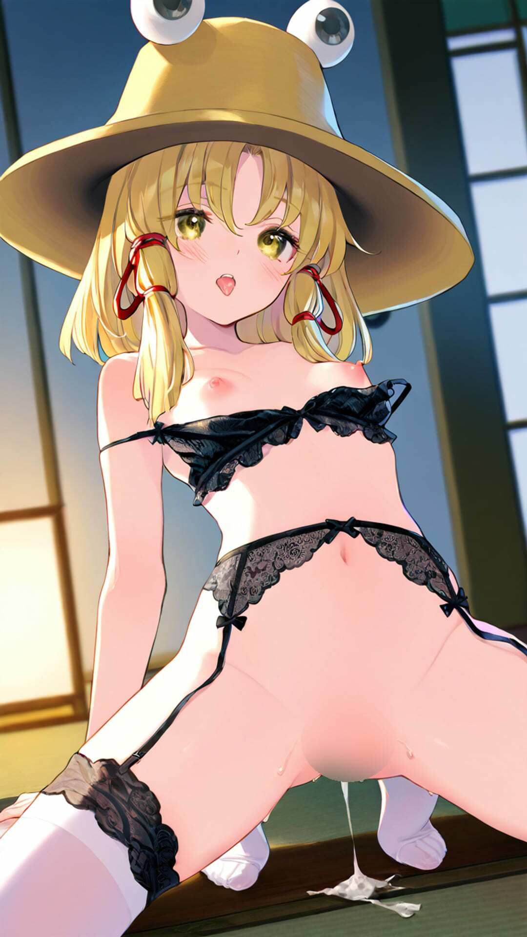 東方Project  洩矢諏訪子  黒レース下着エロイラスト集 サンプル画像4