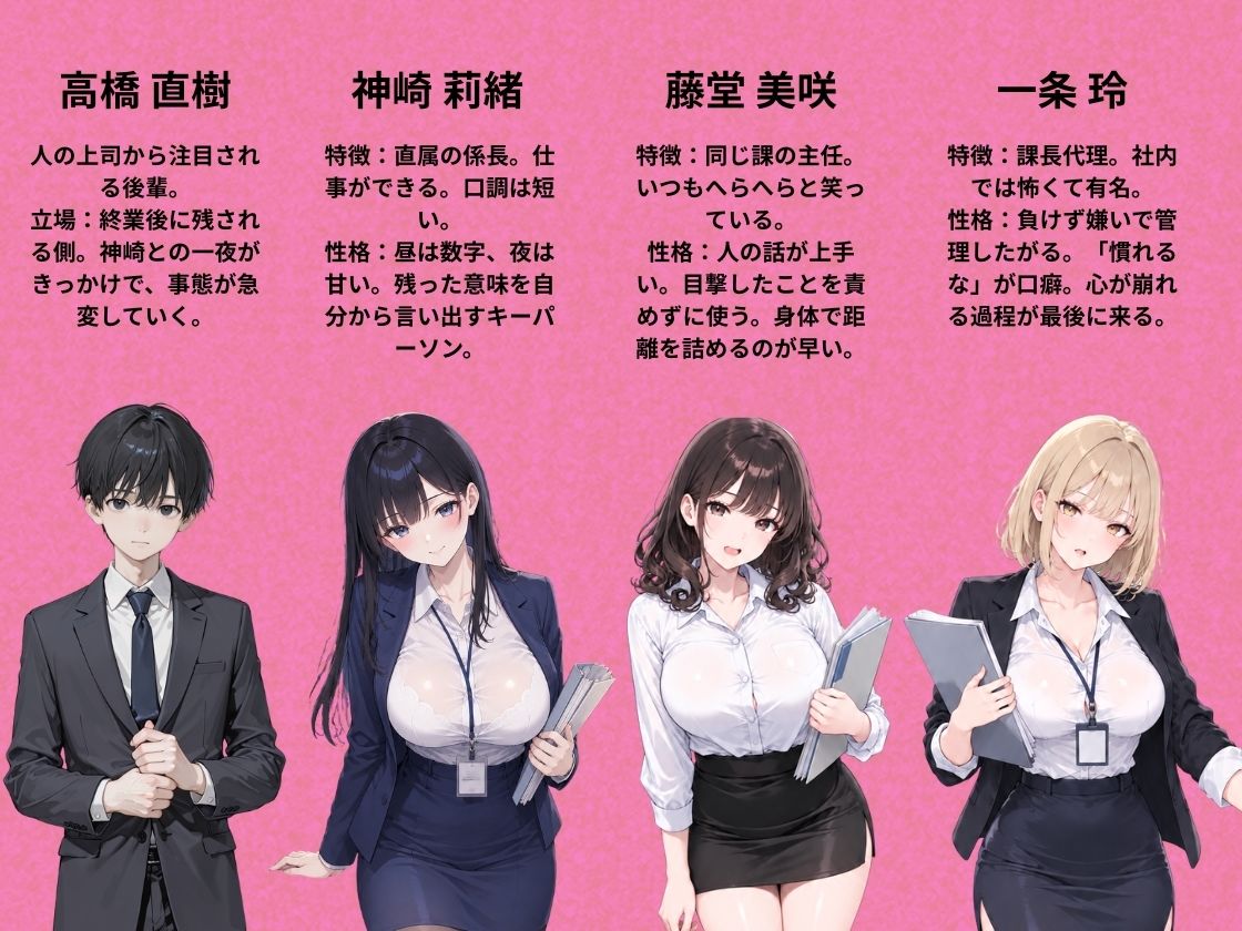 残業終わりの仮眠室で、欲求不満なOL上司たちと中出し濃厚セックスする話 サンプル画像1