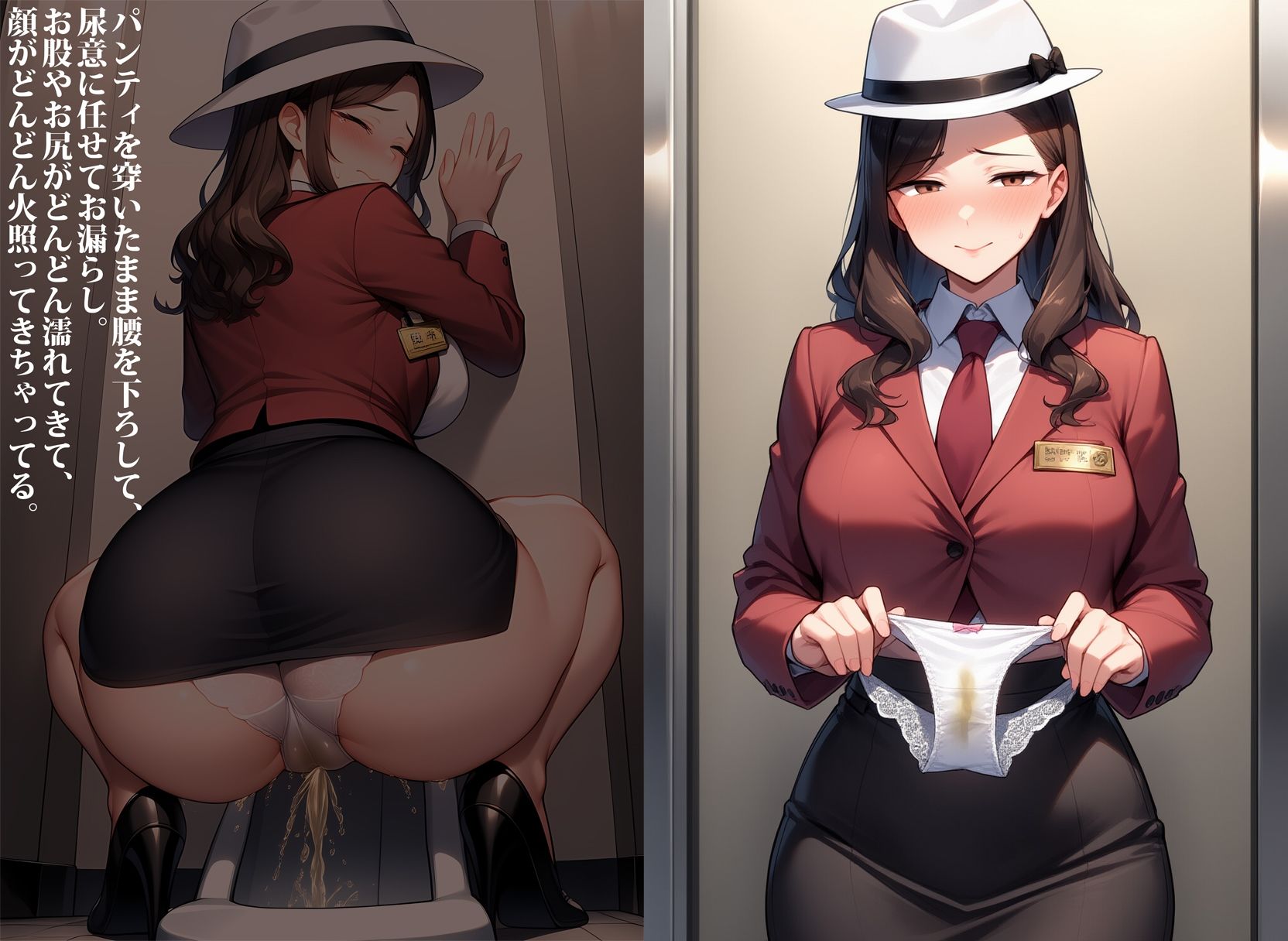 母娘エレベーターガール・お漏らし性奉仕 サンプル画像1