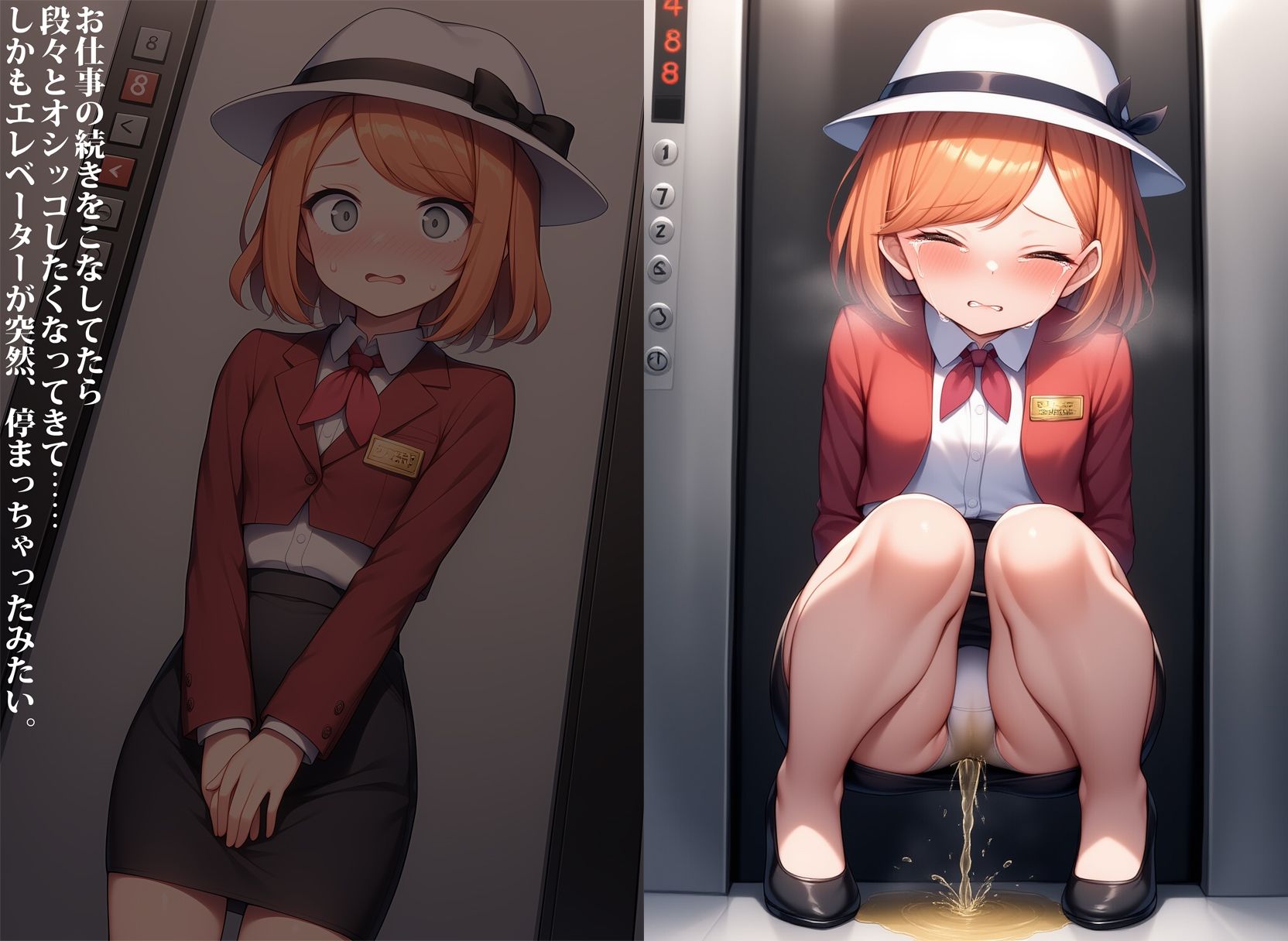 母娘エレベーターガール・お漏らし性奉仕 サンプル画像2