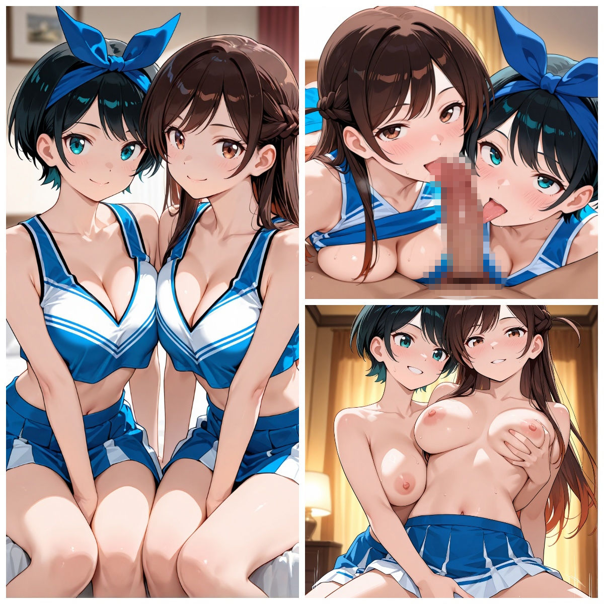 水原〇鶴と更科〇夏とえっち サンプル画像1