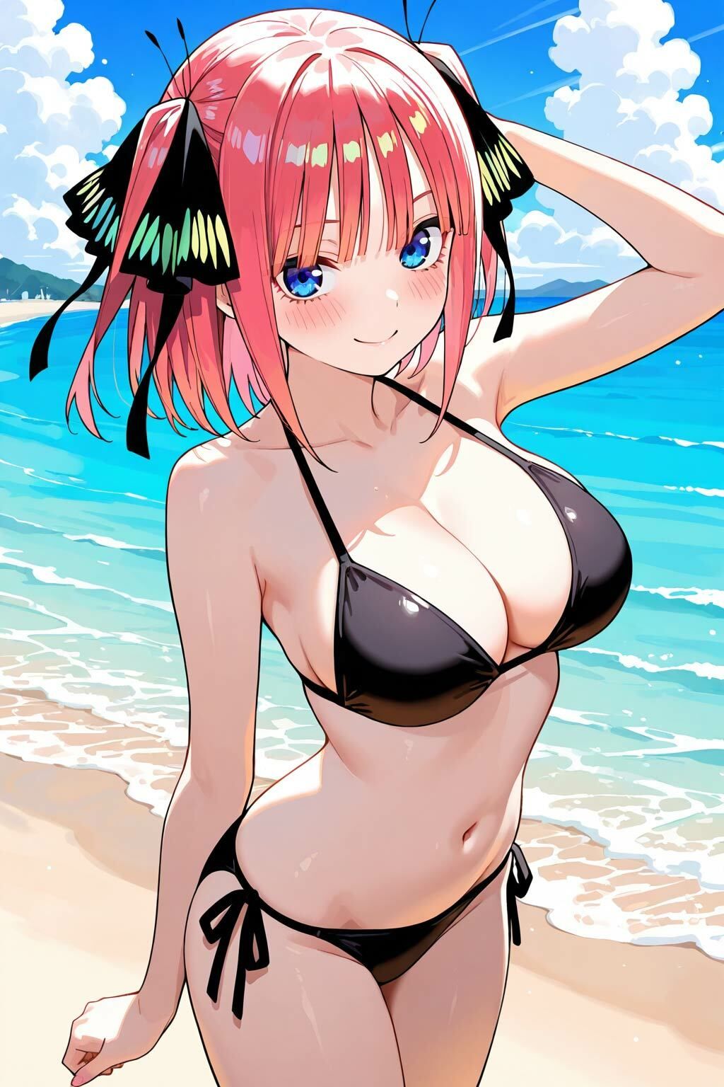 水着姿の二乃が誘惑してくるのでそのまま浜辺でエッチしました サンプル画像1