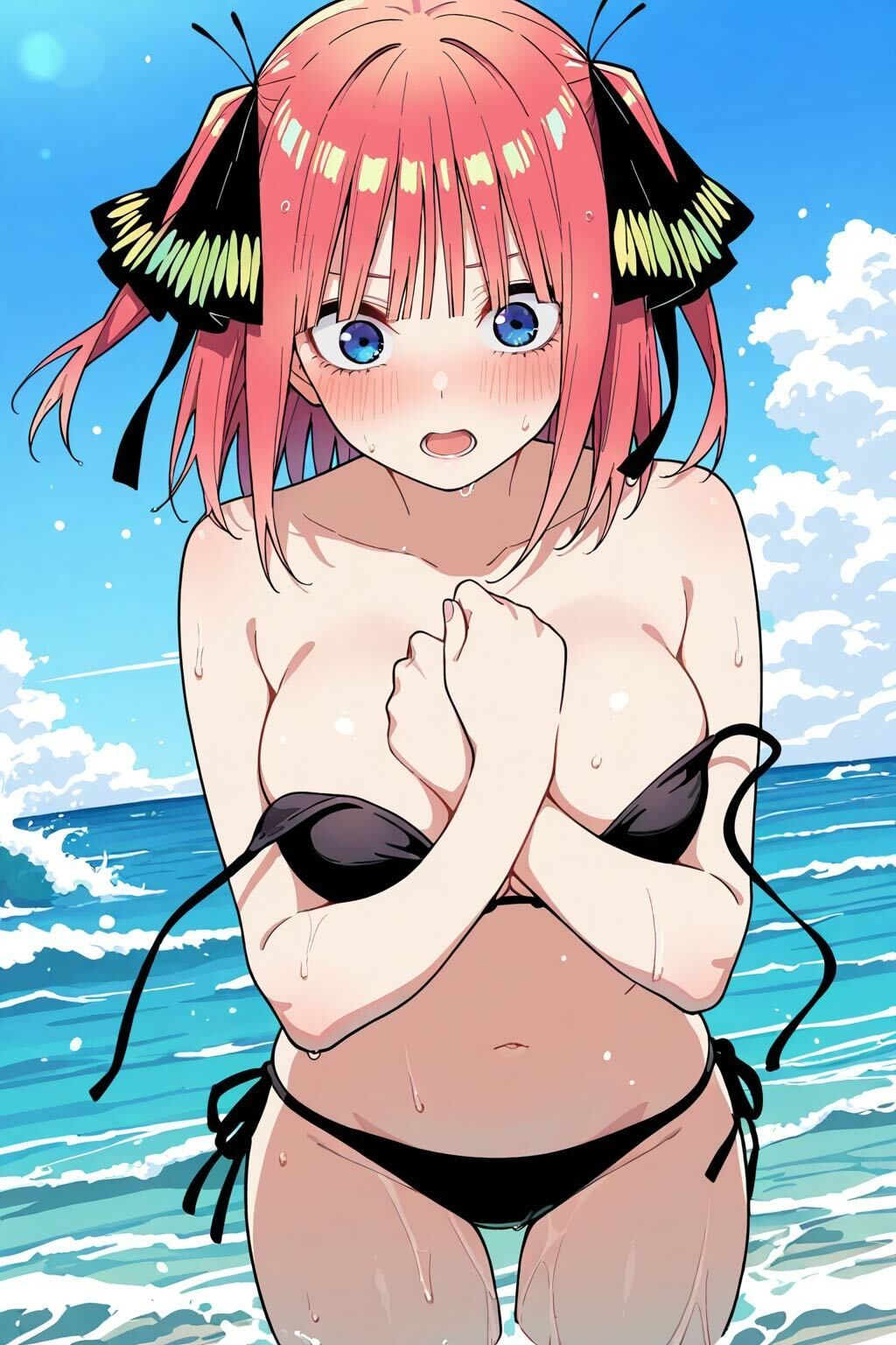 水着姿の二乃が誘惑してくるのでそのまま浜辺でエッチしました サンプル画像3