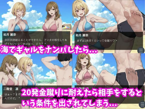 水着美女と金蹴り我慢ゲーム【M向けタップアクションノベル】 サンプル画像1