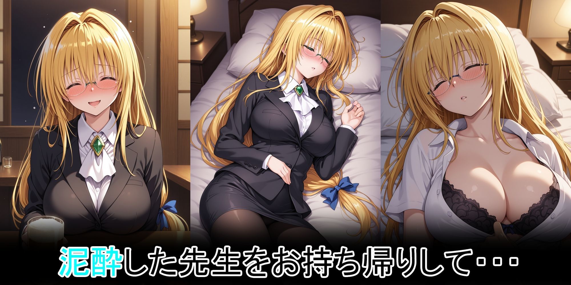 泥●した金髪巨乳眼鏡ドジっ子先生をお持ち帰り サンプル画像1