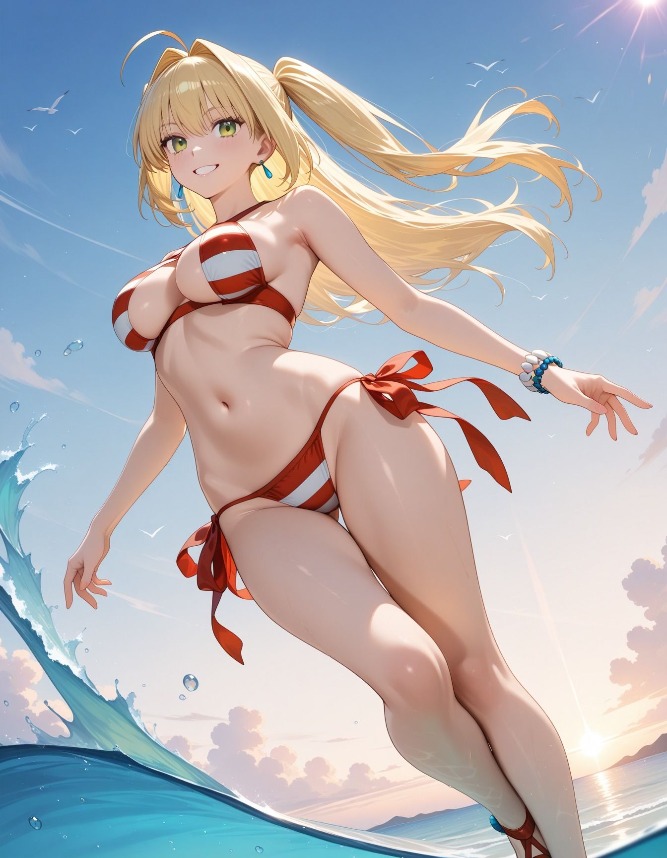 浜辺でキモデブ達に輪●された少女 サンプル画像1