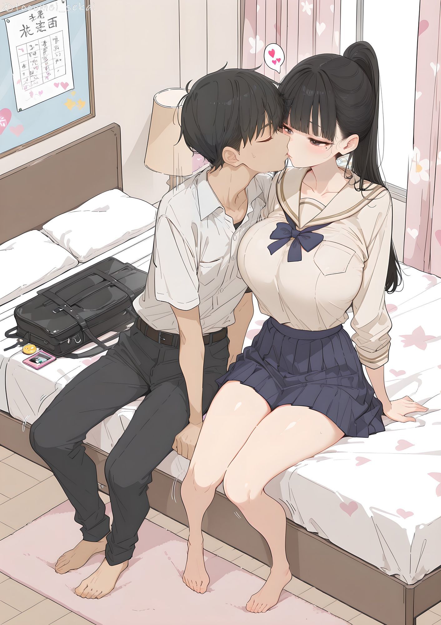 清楚系なのにKカップおっぱいの爆乳JKのイラスト集 サンプル画像4