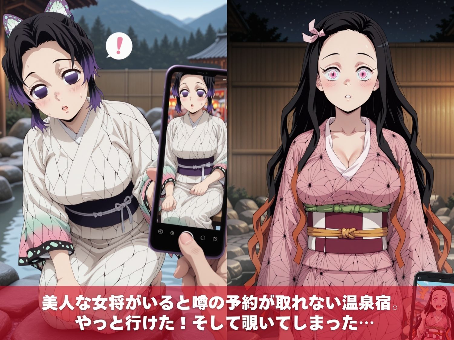 温泉宿の秘密（ハート）覗き見したら…〜鬼●の刃1〜 サンプル画像1