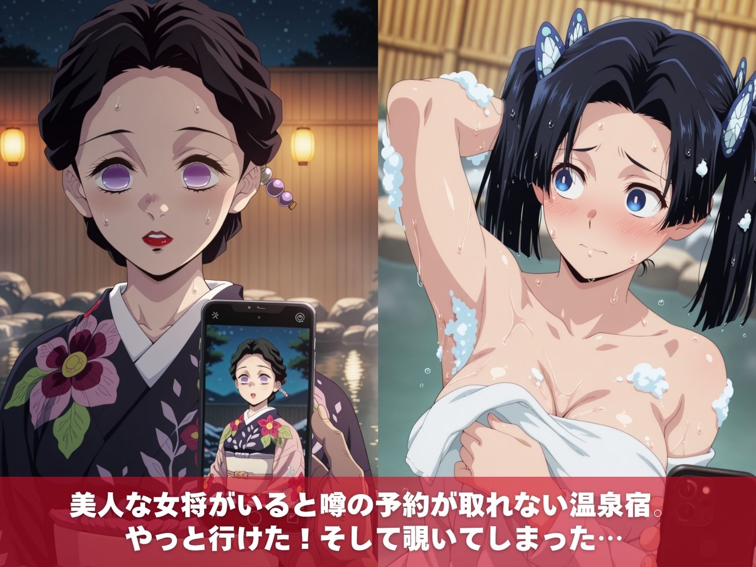 温泉宿の秘密（ハート）覗き見したら…〜鬼●の刃2〜 サンプル画像1