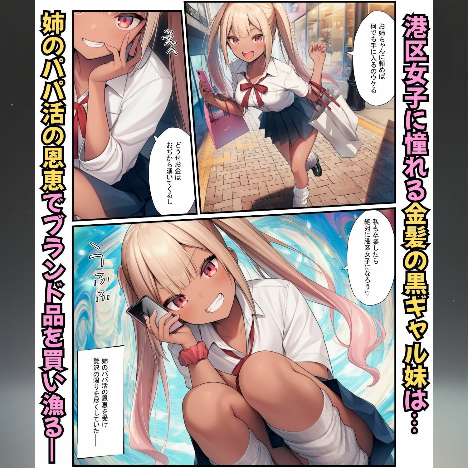 港区女子に濃厚種付け！白ギャル姉と黒ギャル妹がタワマンおぢに屈服してメス堕ち サンプル画像2