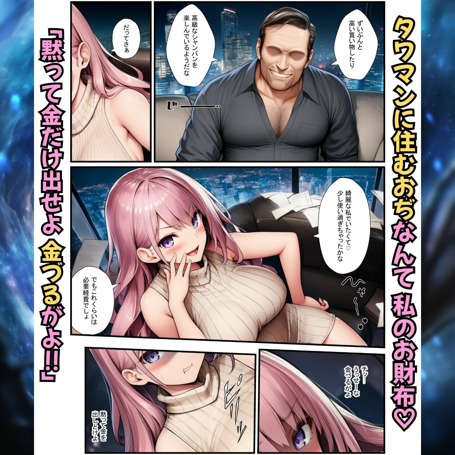 港区女子に濃厚種付け！白ギャル姉と黒ギャル妹がタワマンおぢに屈服してメス堕ち サンプル画像3