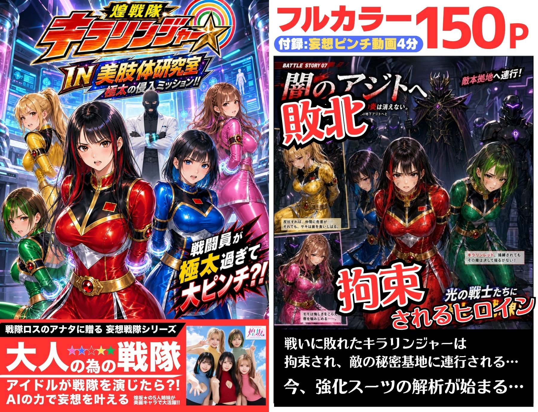 煌戦隊キラリンジャーIN美肢体研究室・極太の侵入ミッション〜敵アジトで拘束された戦隊ヒロインは戦闘員が極太過ぎて大ピンチ？/戦隊ロスのアナタに贈る『大人の為の戦隊』シリーズ〜 サンプル画像1