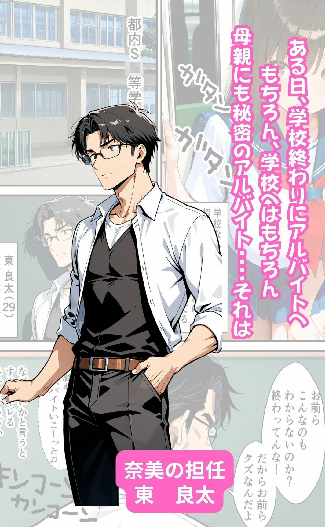 爆乳JKが風俗店でバイトしてたらキモ教師達に見つかり3P穴攻めセックスをした話 サンプル画像2
