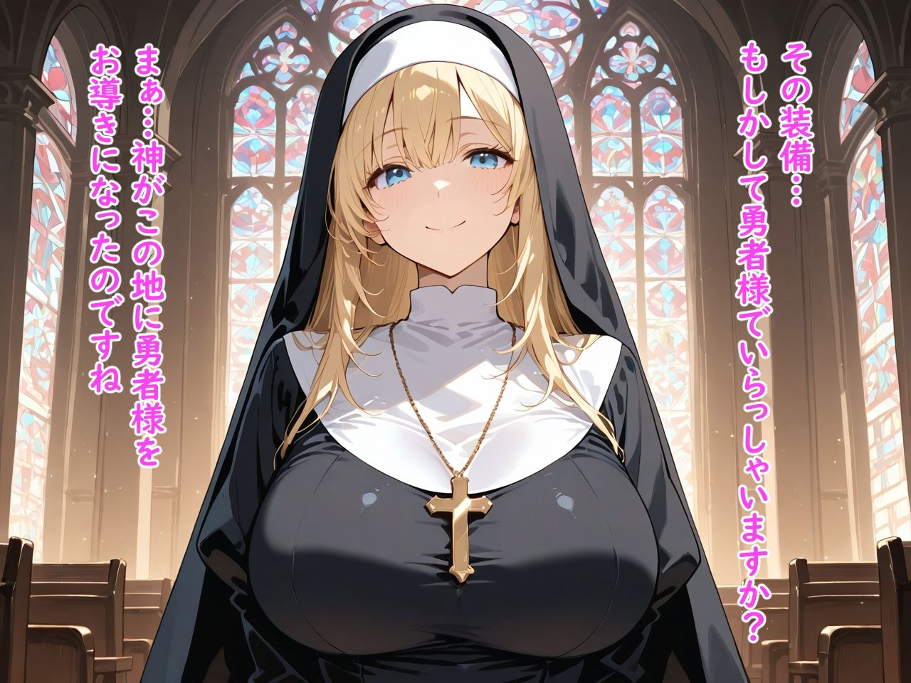 爆乳シスターの聖なるご奉仕 サンプル画像1