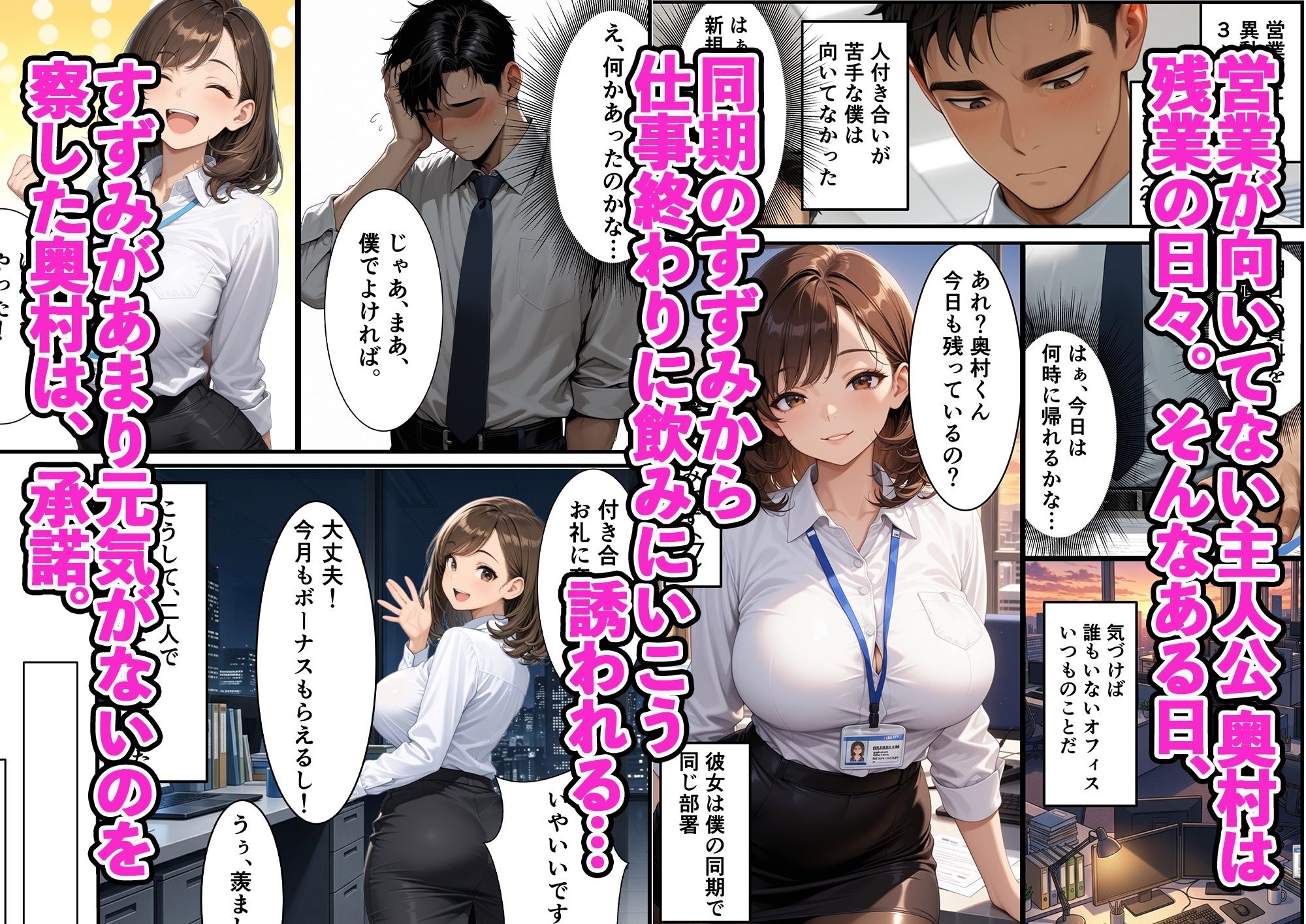 爆乳ハイスペ人妻同期と童貞の僕がイチャラブセックスする話 サンプル画像1