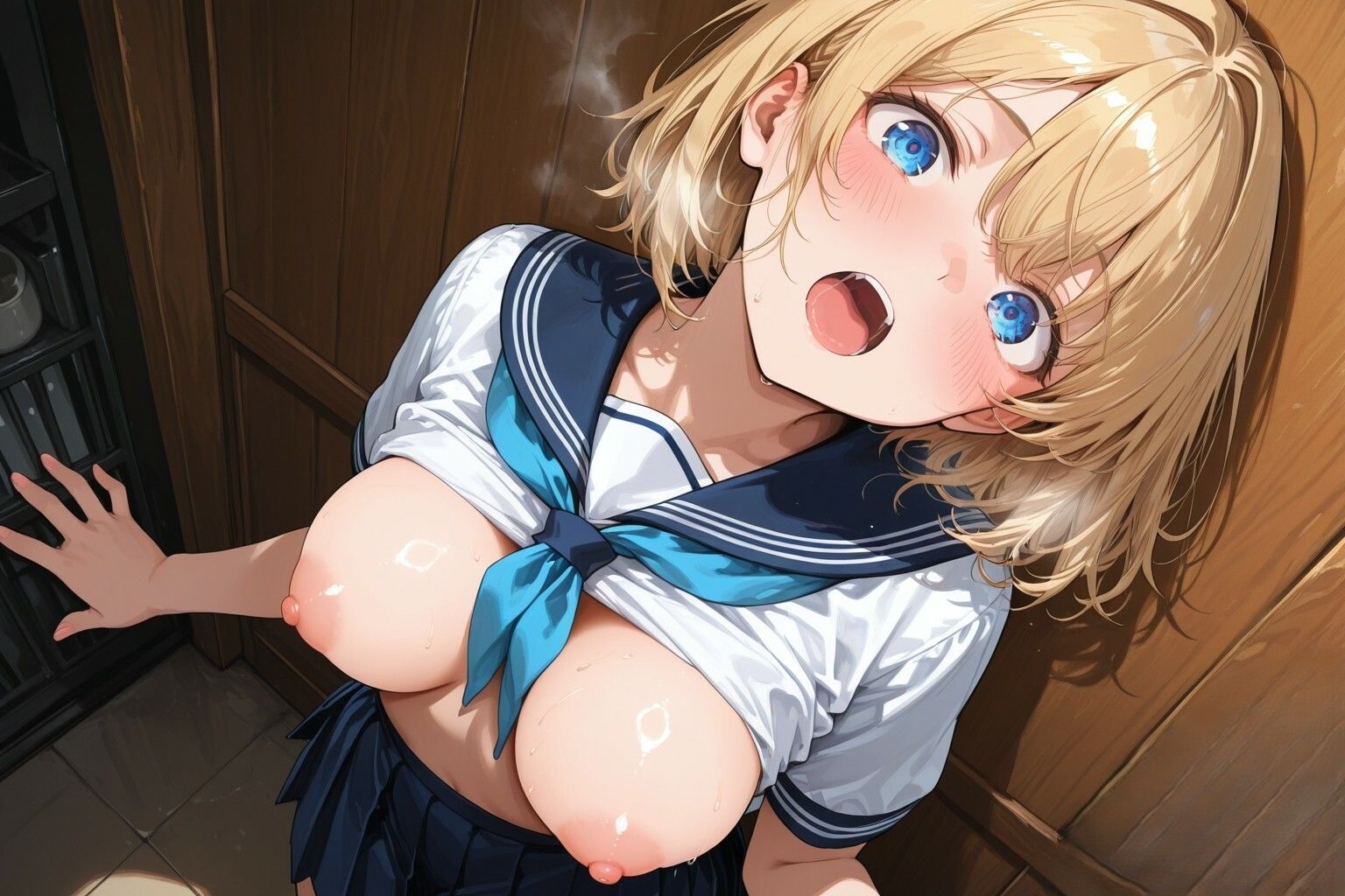 爆乳制服生ハメ騎乗位 サンプル画像1