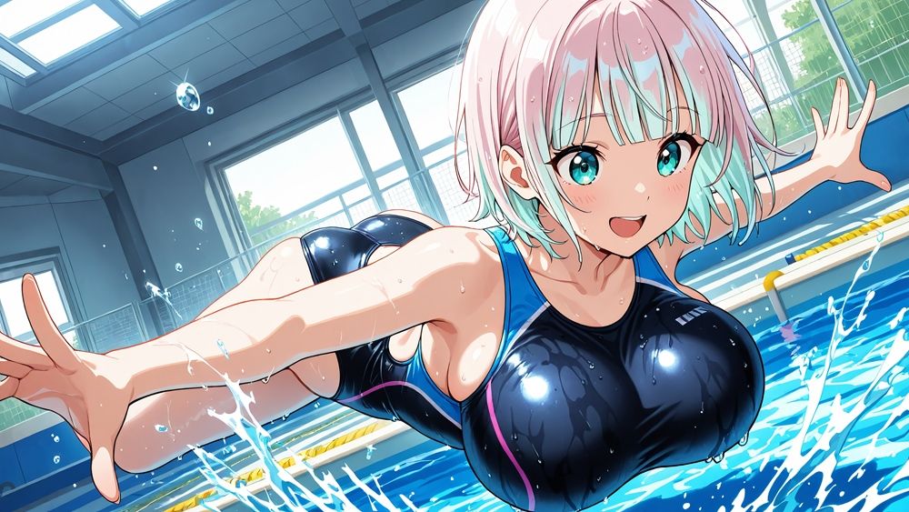 爆乳水泳部員と若手教師の競泳水着個人レッスン【4K/300枚】 サンプル画像4