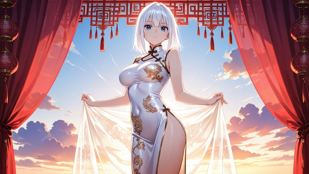 爆乳白髪青眼と深紅髪グラビア羞恥調教プライベート撮影 サンプル画像4