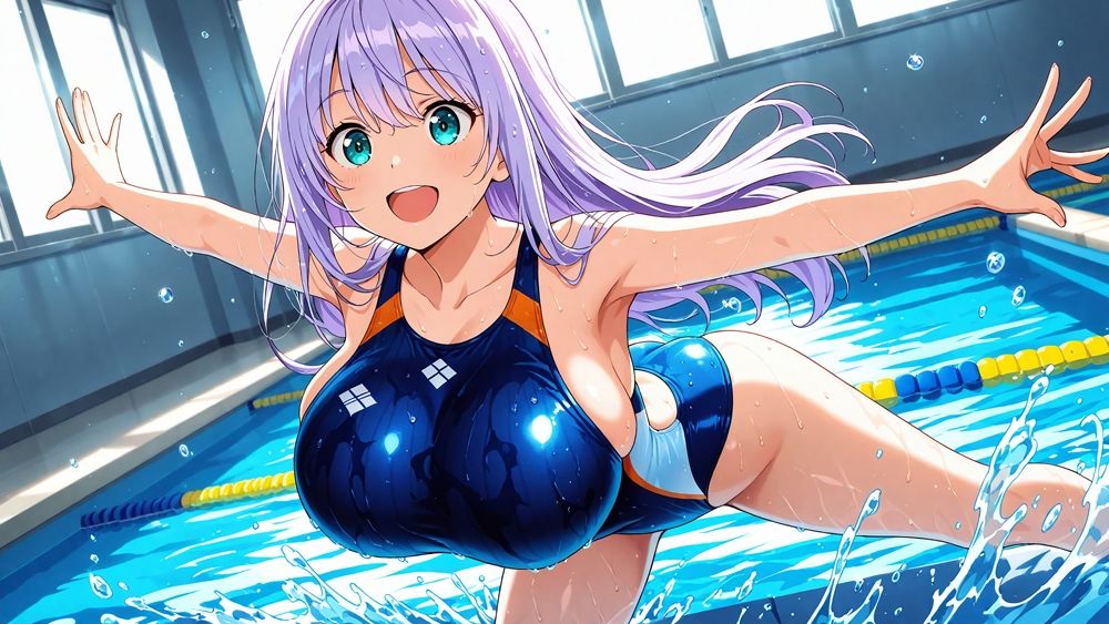 爆乳紫髪茶髪スイマーが顧問と秘密の孕ませ特訓【4K】【400枚収録】 サンプル画像2