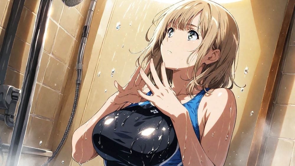 爆乳茶髪紫髪水泳美少女が熱血教師と水着姿孕ませ交尾【4K】 サンプル画像2