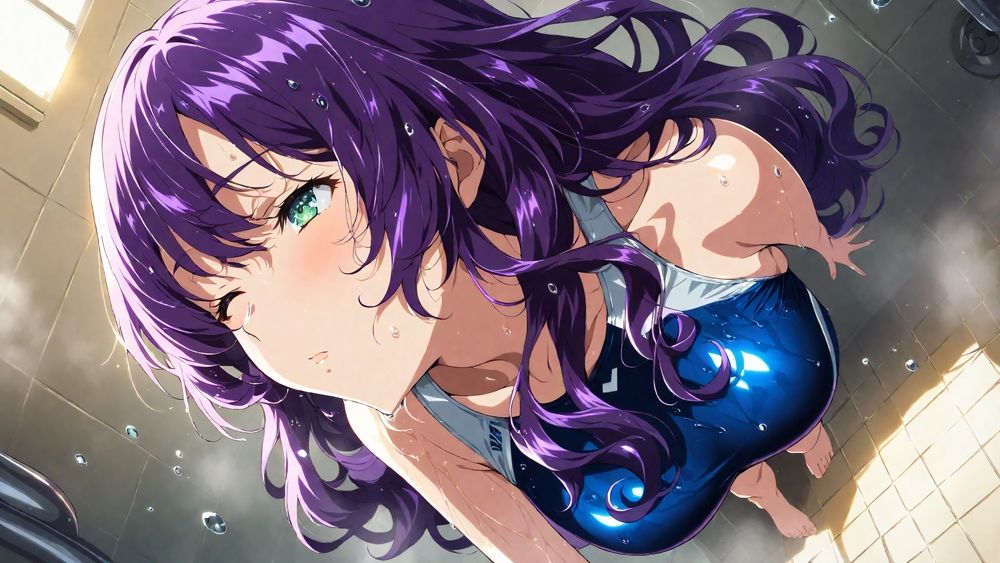 爆乳茶髪紫髪水泳美少女が熱血教師と水着姿孕ませ交尾【4K】 サンプル画像3