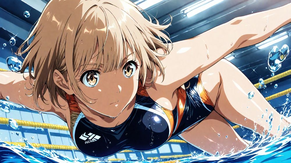 爆乳茶髪紫髪水泳美少女が熱血教師と水着姿孕ませ交尾【4K】 サンプル画像4